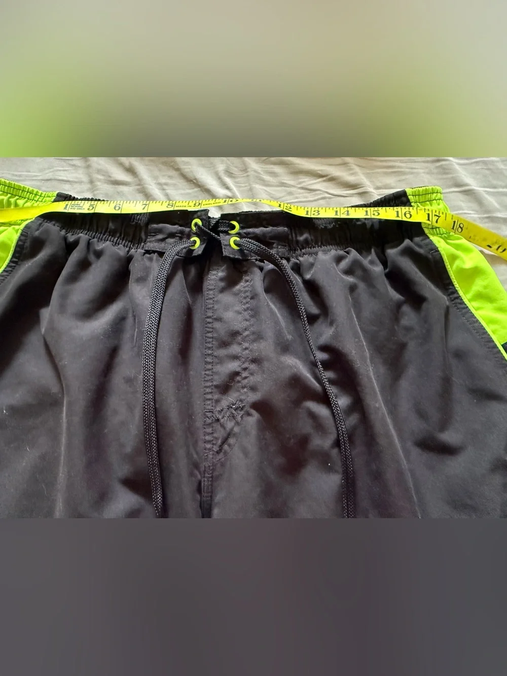 Speedo Black Swim Shorts with Neon Green Accents guc XL w/pockets